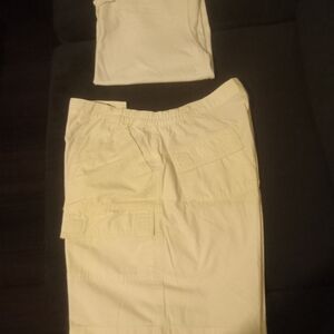 Haggar Shortpants.4 Front And,2,back pockets With Cream Shortsleeve Champ Shirt